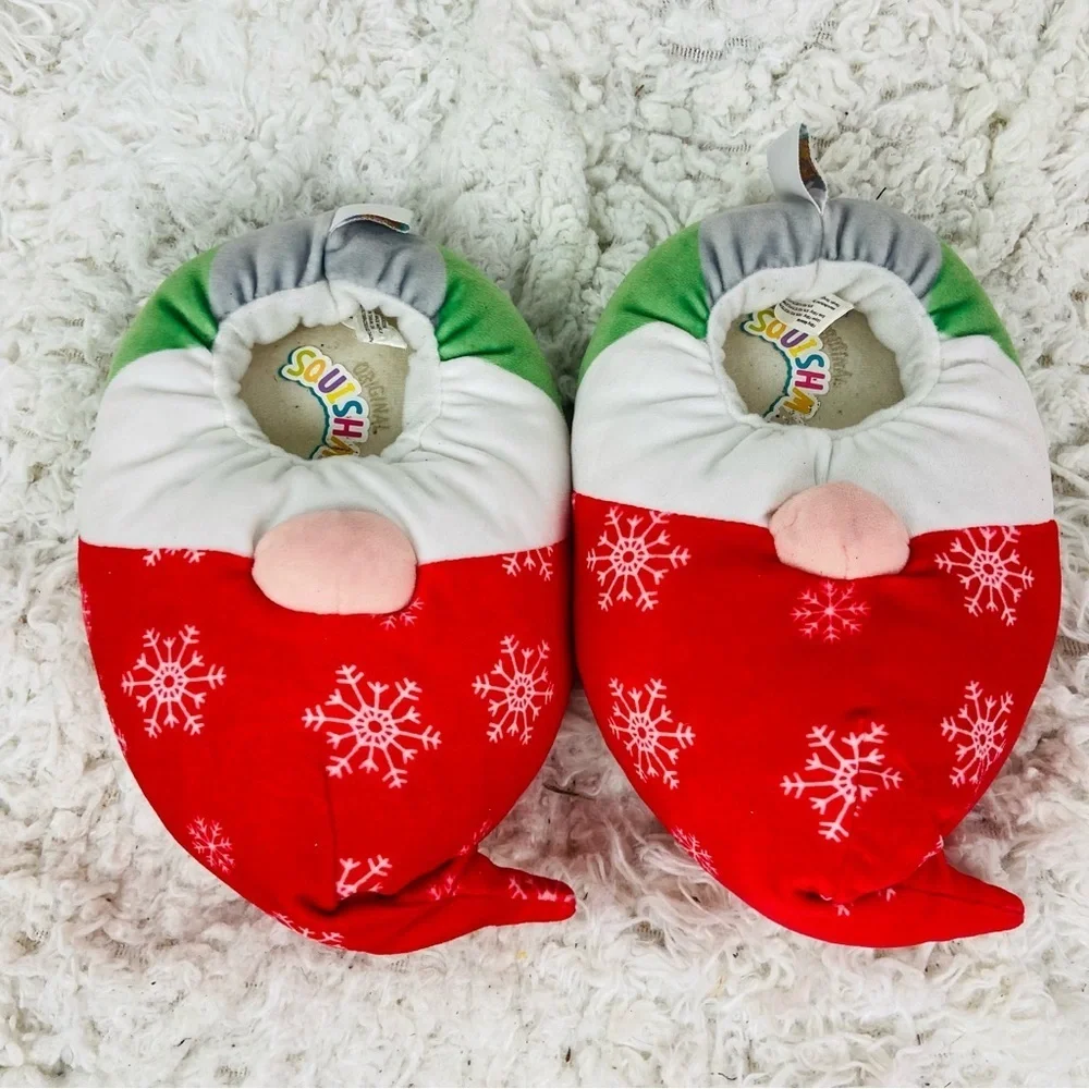 Squishmallows Red and Green Gnome festive Christmas Slippers size 11 / 12